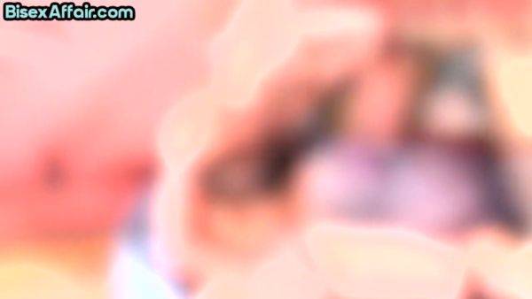 Bisexual busty babe pussyfucked in MMF 3some after BJ on breastful.com