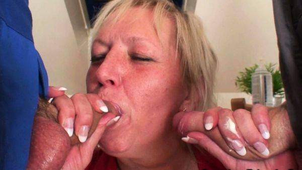 Busty old blonde sucks cock and nailed at once - Czech Republic on breastful.com