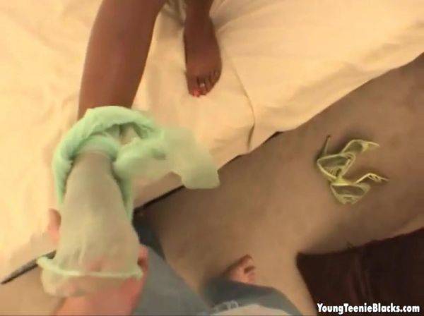 Busty POV ebony teen sucking cock on breastful.com