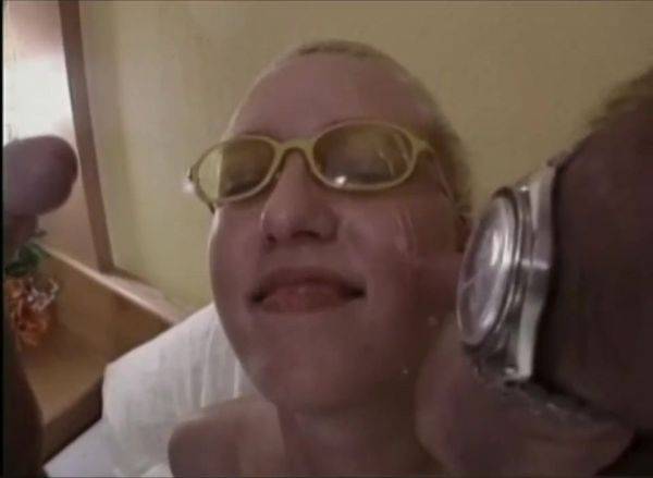 Busty Blonde Tastes DP For The First Time - vintage cum on face on breastful.com