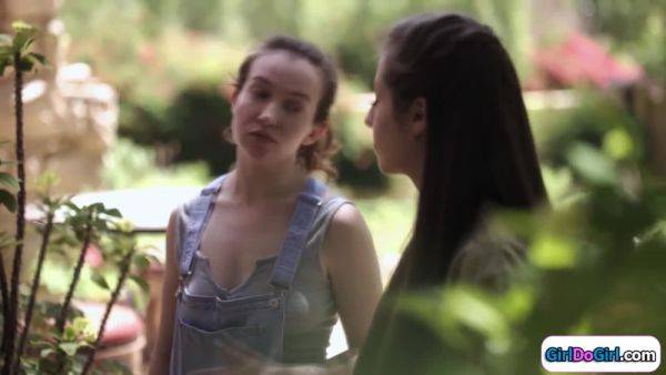 Apprentice gets her hairy pussy licked by busty lesbian teen on breastful.com