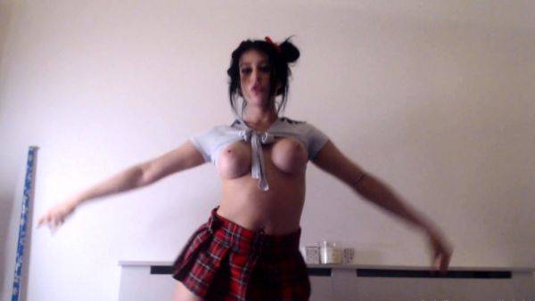 Busty curly brunette with big boobs fucks on couch on breastful.com