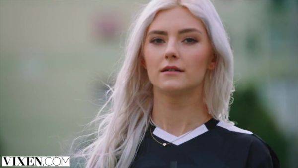 Blonde hottie Teases her Favourite soccer celeb - Busty coed fan fucks player after game on breastful.com