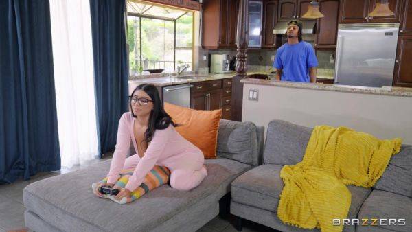 Busty Latina broad still plays her favorite game while the BBC gaps her little cunt on breastful.com