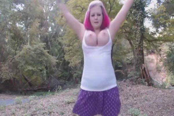 Busty Blonde Outdoor Masturbation on breastful.com