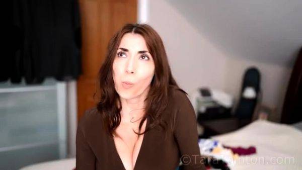 Busty curly brunette with big boobs fucks on couch on breastful.com