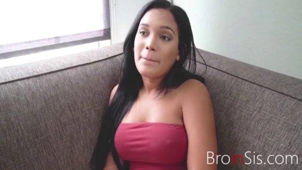 Alina Belle, the busty Latina stepsister, teaches stepbrother how to break the rules with her big ass & blowjob skills on breastful.com