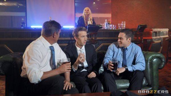 Busty cougar at the bar craves these gentlemen for a quick hardcore fantasy on breastful.com