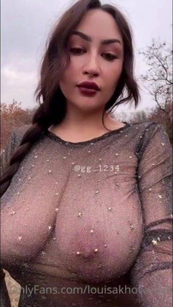 Busty Brunette Louisa Khovanski - Big natural tits outdoors - boob play compilation on breastful.com