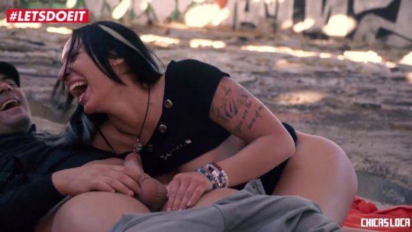 Busty deborah Diamond gets her juicy tits out for a quickie in the great outdoors - Hungary on breastful.com