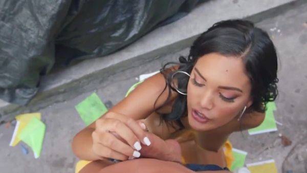 Gorgeous busty latina shakes her bubble butt and takes big on breastful.com