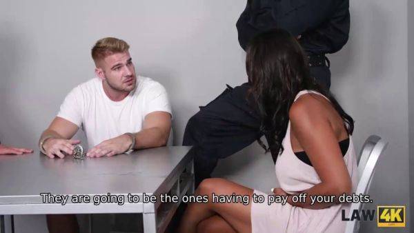 Busty GF Chloe Lamour gets a rough titty fuck from debt collector on breastful.com