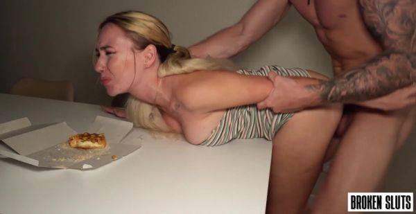 Sexy Slim Busty Blonde Hottie Gets Punished With Hardcore Fuck & CIM For Having Eaten Her BF's Cake on breastful.com