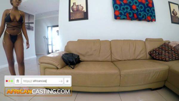 African Casting - Busty Black Bikini Babe Aces Big Dick Oral Exam on breastful.com