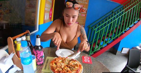 Pizza before making a homemade sex tape with his busty Asian girlfriend - Thailand on breastful.com