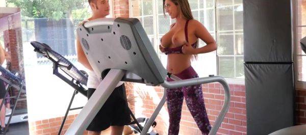 Busty Reena Sky did not mind at all from a hot fuck in the gym with her coach. on breastful.com