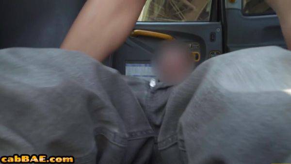 Busty tattooed babe in public taxi gets fucked outdoor on breastful.com