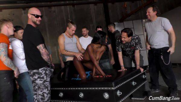 Busty ebony shares best blow bang moments on breastful.com