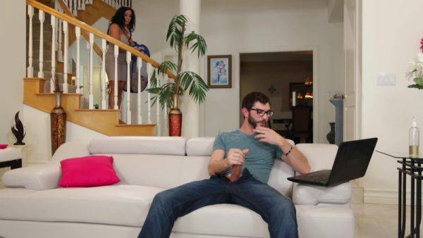 Busty MILF sees son jerking off and wants a piece of his dick on breastful.com