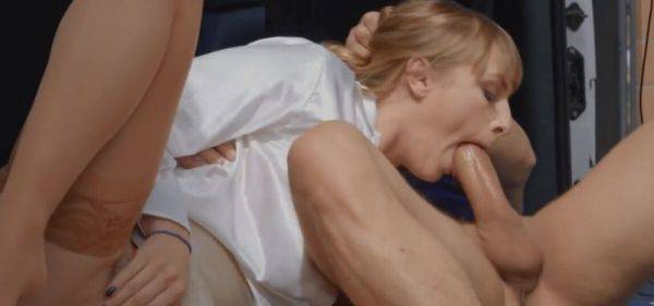 Busty News Reporter Is Screwed In The Van on breastful.com