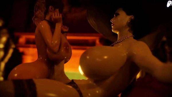 (4K Hentai: Lady Dimitrescu, the busty futanari, fucks a beauty's ass with her large gray cock and fills her up on breastful.com