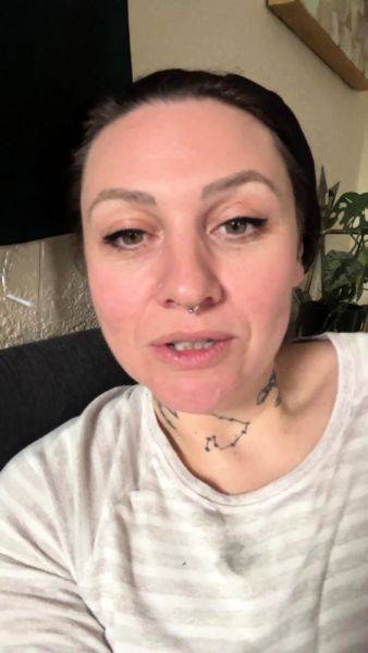 Amateur busty brunette masturbates and does hand job on breastful.com