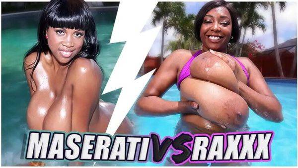 Rachel Raxxx vs Maserati: Busty MILFs Battle in Pool - Big Tits, Wet Bikini, Cumshot Compilation on breastful.com