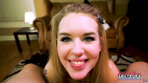 Horny Busty Blonde Stacie Sucks A Hard Cock And Gets Banged! on breastful.com