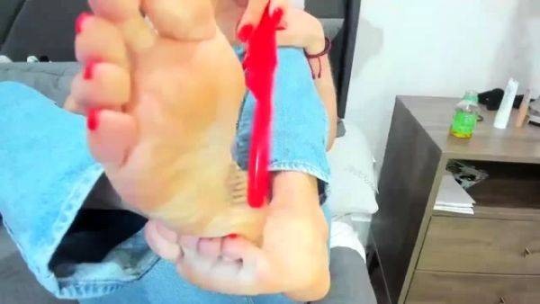 Busty blonde in foot fetish porn on breastful.com