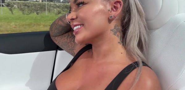 Busty Aussie PAWG Railed In Tesla On Public Road - Hayley Davies on breastful.com