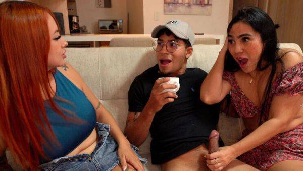 Hot Threesome with Busty Colombian MILF and My Boyfriend - Doggystyle & Riding Dick - Colombia on breastful.com