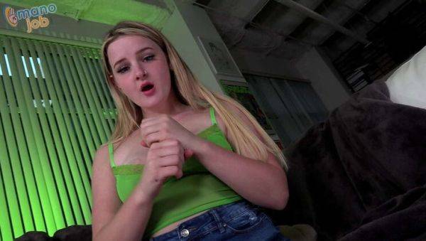 Busty Blonde Babysitter Eliza Eves Gives POV Handjob & Cumshot to Older Man on breastful.com