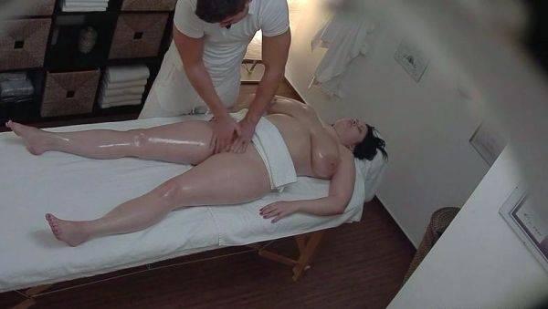 Busty chubby jerks the masseuse off on breastful.com