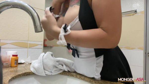 Busty Maid Loves Sliding Her Juicy Pussy Into Nine Inch Tool on breastful.com