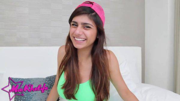 Mia Khalifa - busty dark haired Mia Khalifa rubs her clit as she takes a satisfying pecker rail on breastful.com