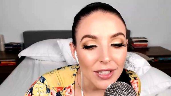 Busty curly brunette with big boobs fucks on couch on breastful.com