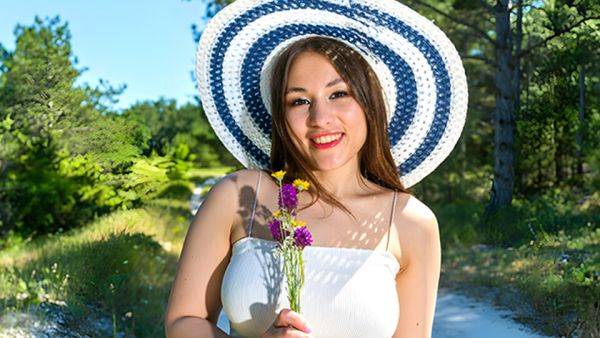 Busty Forest Nymph Pleasures Herself by the Road! Natural Curves & Breathtaking View at Perfect18 on breastful.com