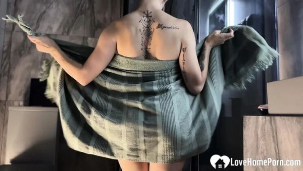 Busty Blonde GF With Amazing Big Tits Masturbates in Shower While I Record Her - Britain on breastful.com