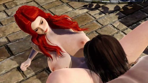 娇小红发女子在3D奇幻花园中与肌肉男和黑发女激吻交欢 on breastful.com