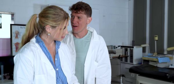Busty Blonde Scientist Experimenting With Big Cock on breastful.com