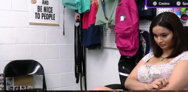 Busty ash-blonde gives him a deep blowjob on breastful.com