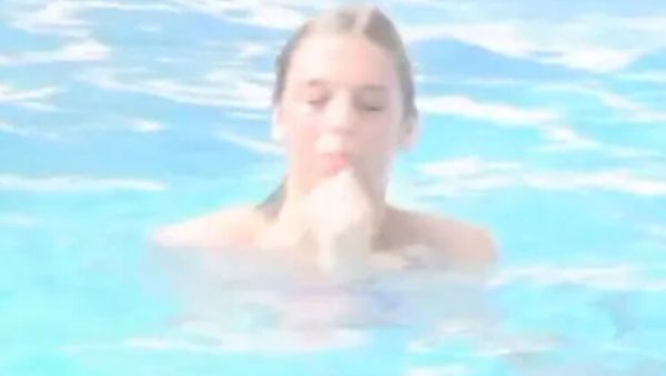 Hot Busty MILF Krystal De Boor Flashing in Swimming Pool - Germany on breastful.com