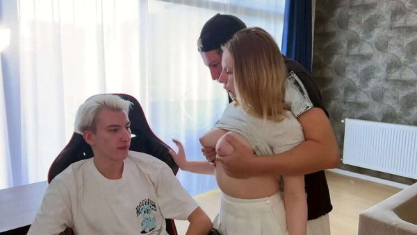 Step Dad Takes Virgin Step-Son's First Time with Busty Girlfriend - MMF Threesome POV Blowjob & Missionary on breastful.com