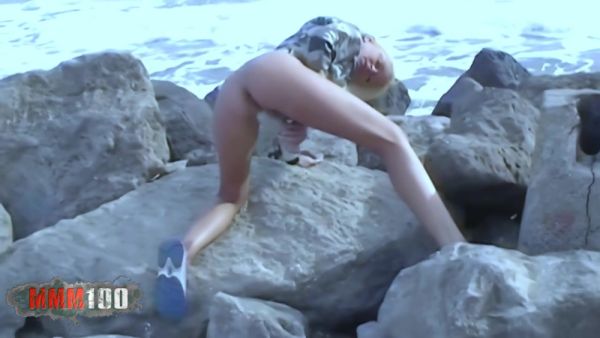 Busty French Pornstar Delfynn Delage Dildoing at the Beach - MMM100 - France on breastful.com