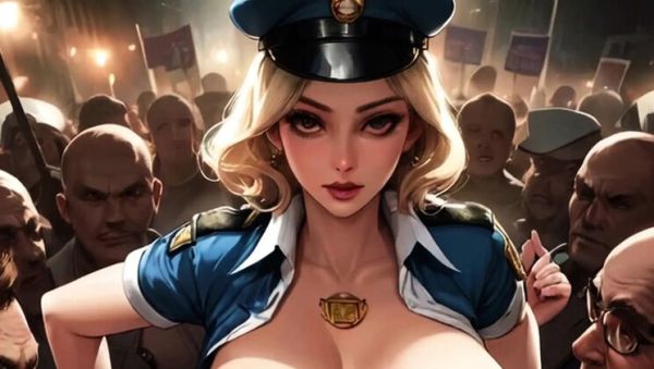 Spicy Toons Hentai: Busty Police Officers Fuck Protestors with Big Natural Tits in Public Gangbang - Usa on breastful.com