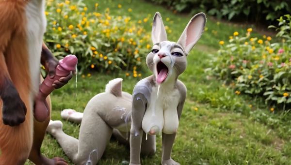 Nick Wilde bends busty bunny Judy over his desk outdoors & cums all over her cute face on breastful.com