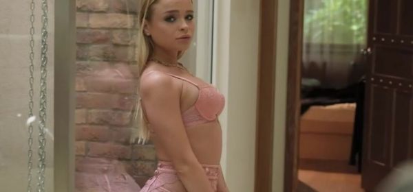 Busty Blonde Alexa Takes Two Cocks in Pink Lingerie on breastful.com