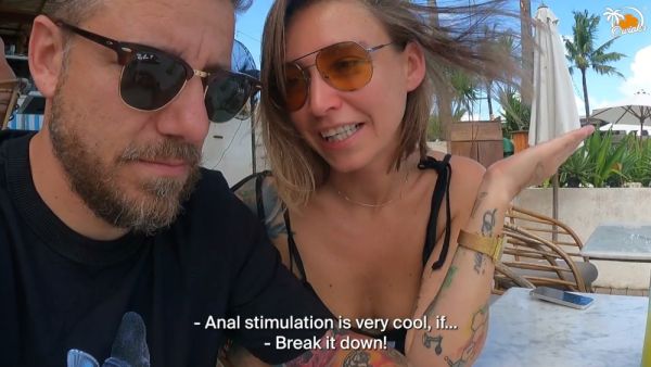 Tattooed couple explores anal and creampie passion in a luxury tropical villa on breastful.com