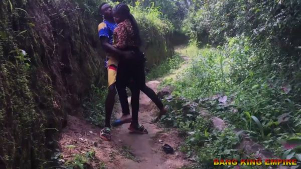 Dark-skinned woman in floral dress takes her lover in missionary position during forest encounter - India on breastful.com