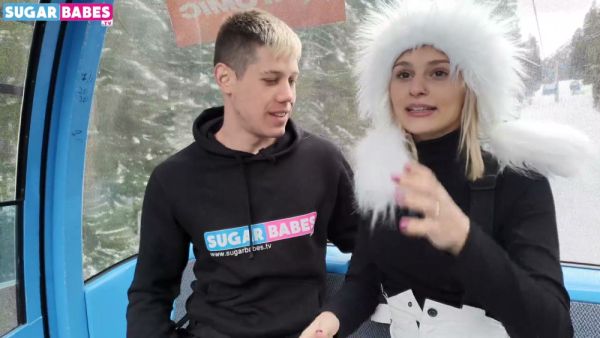 Blonde with small tits rides and oral pleasures on a public blue bus on breastful.com